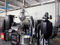 Mesin pemanggang kopi profesional 15 kg, dilengkapi dengan loader otomatis, penghapus asap dan coffee beater