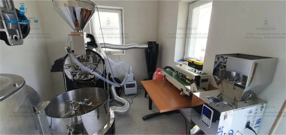 Precision Coffee Roaster Mesin Komersial Dengan Rumah Drum Baja Rust Color