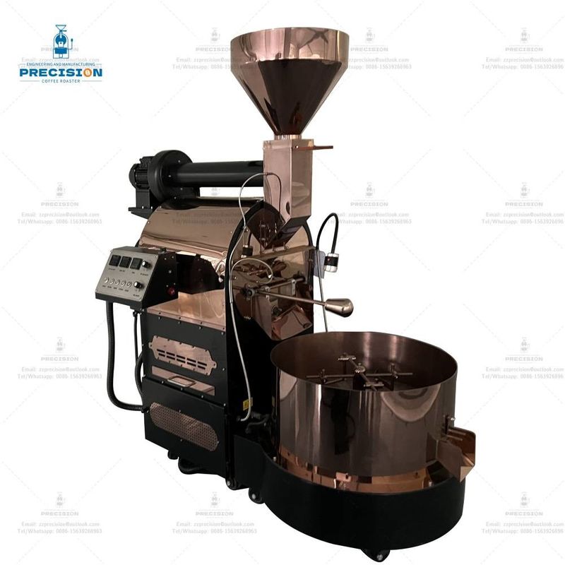 Precision Coffee Roaster Mesin Komersial Dengan Rumah Drum Baja Rust Color